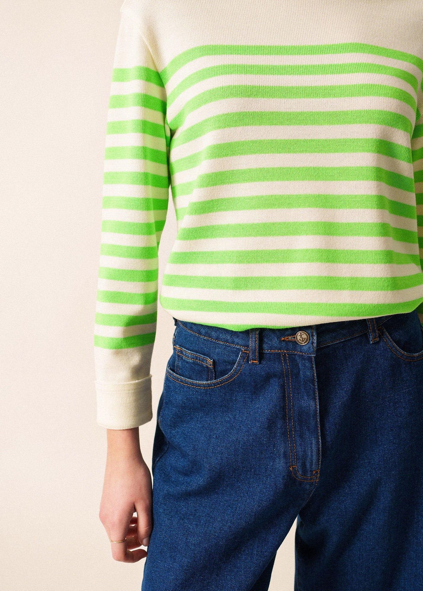 ECRINS FLUO Striped Sweater (IVORY / NEON GREEN)