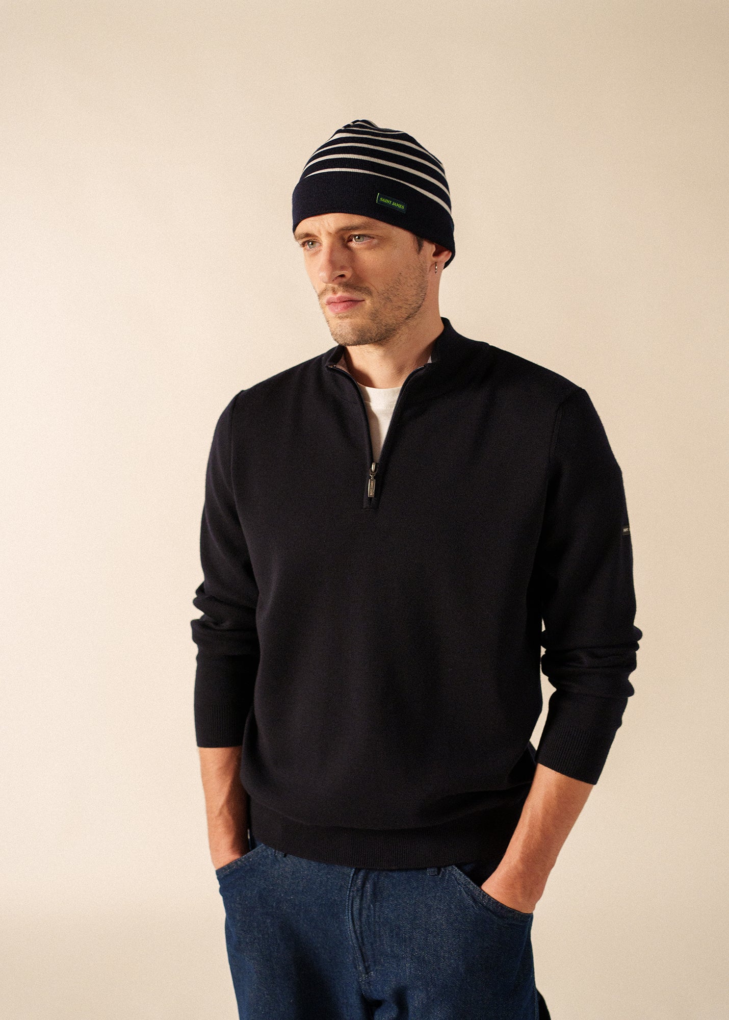 GLOWLINE Wool Beanie (NAVY / GLOW)