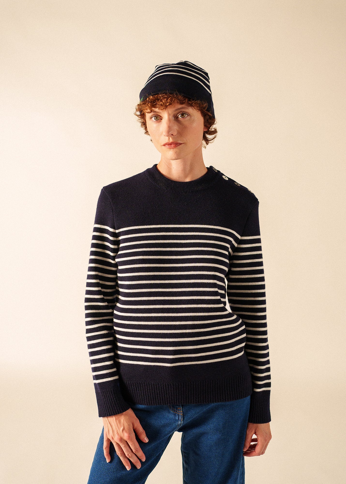 GLOWLINE Wool Beanie (NAVY / GLOW)