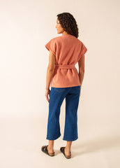 LANDEMER Boiled Wool Sleeveless Kimono Jacket (CLAY)
