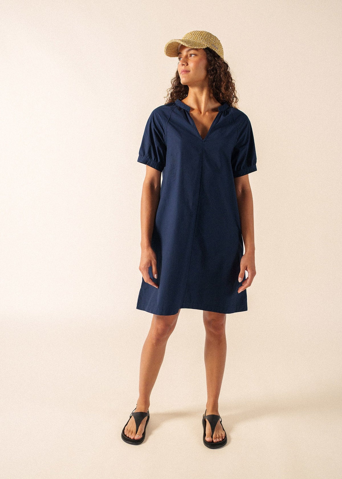 LOUISA Cotton Dress (NAVY)