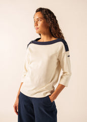 LATSIA boatneck Tee x Isabelle Ballu (ECRU / NAVY)