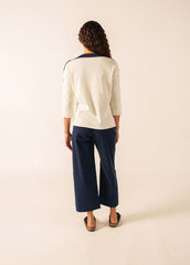 LATSIA boatneck Tee x Isabelle Ballu (ECRU / NAVY)