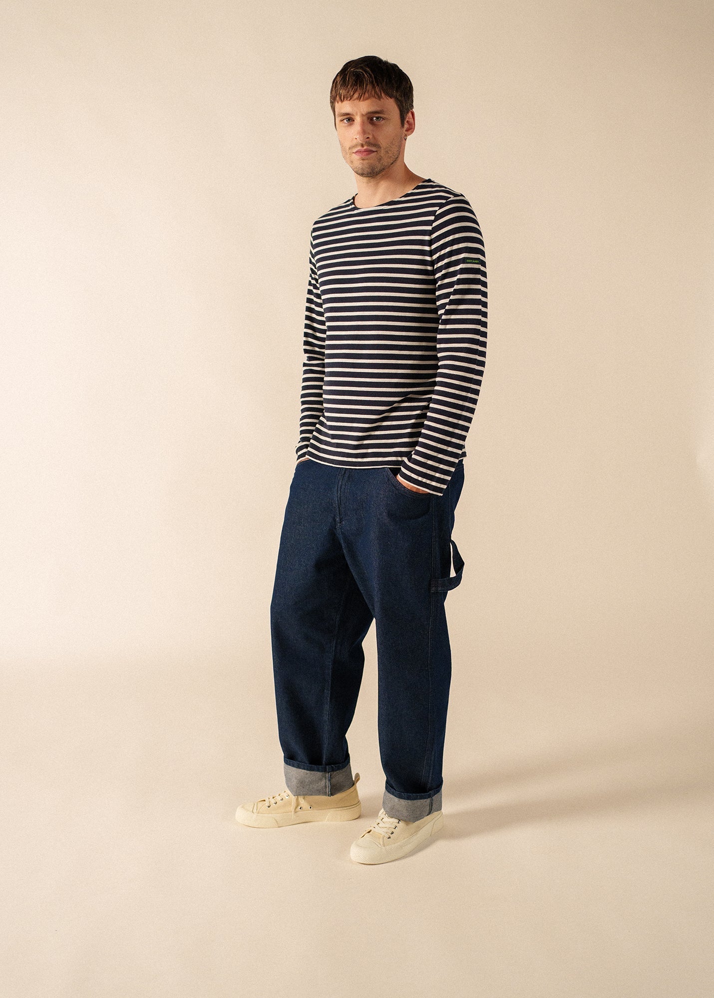 GLOWLINE MINQUIERS Breton Shirt (NAVY / GLOW)