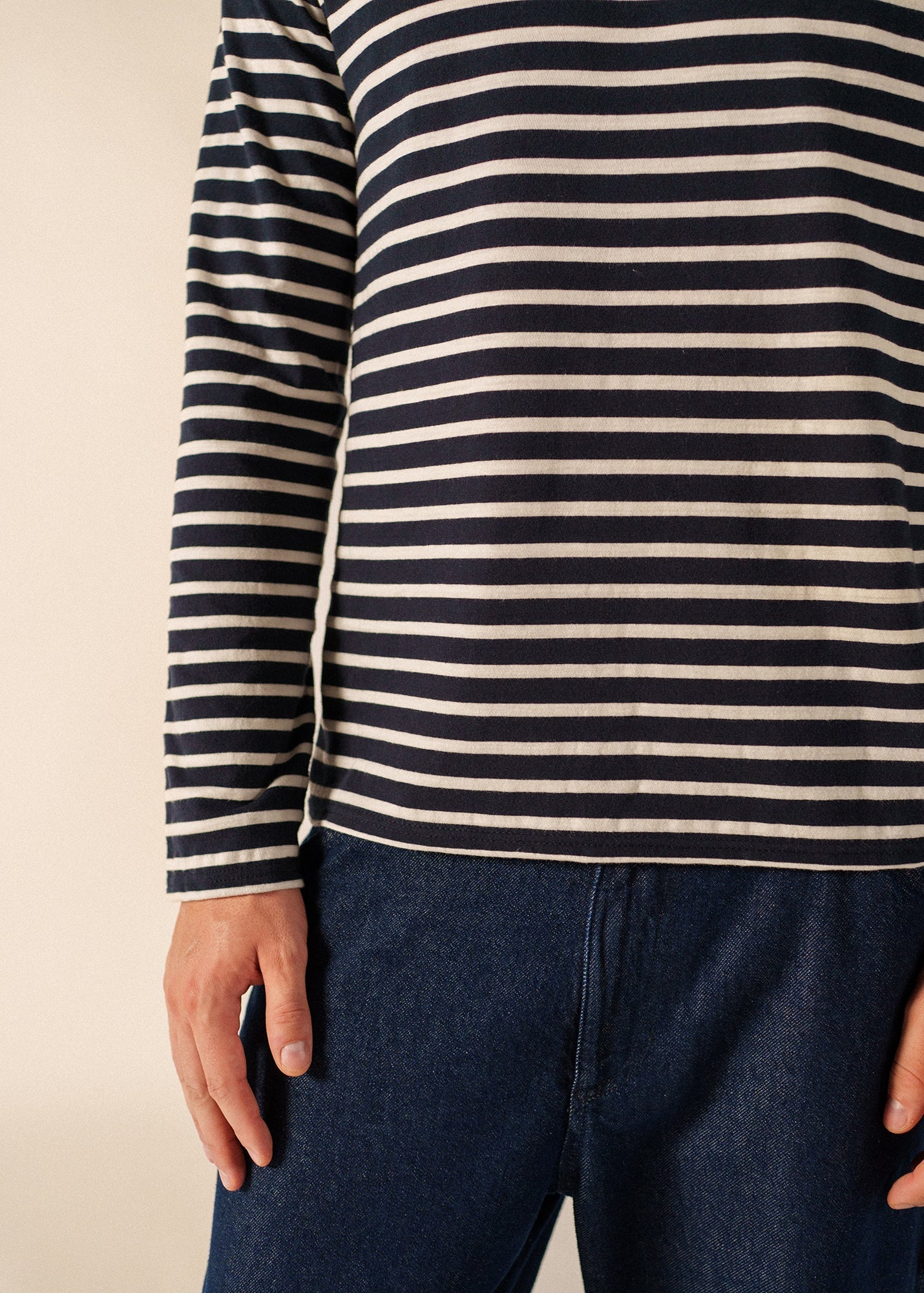 GLOWLINE MINQUIERS Breton Shirt (NAVY / GLOW)
