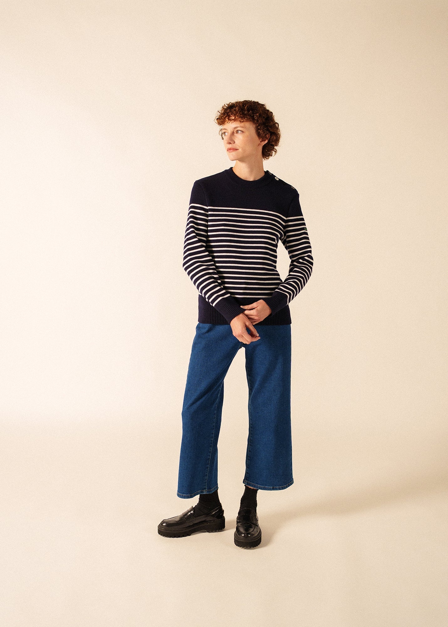 GLOWLINE BINIC Fisherman Sweater (NAVY / GLOW)