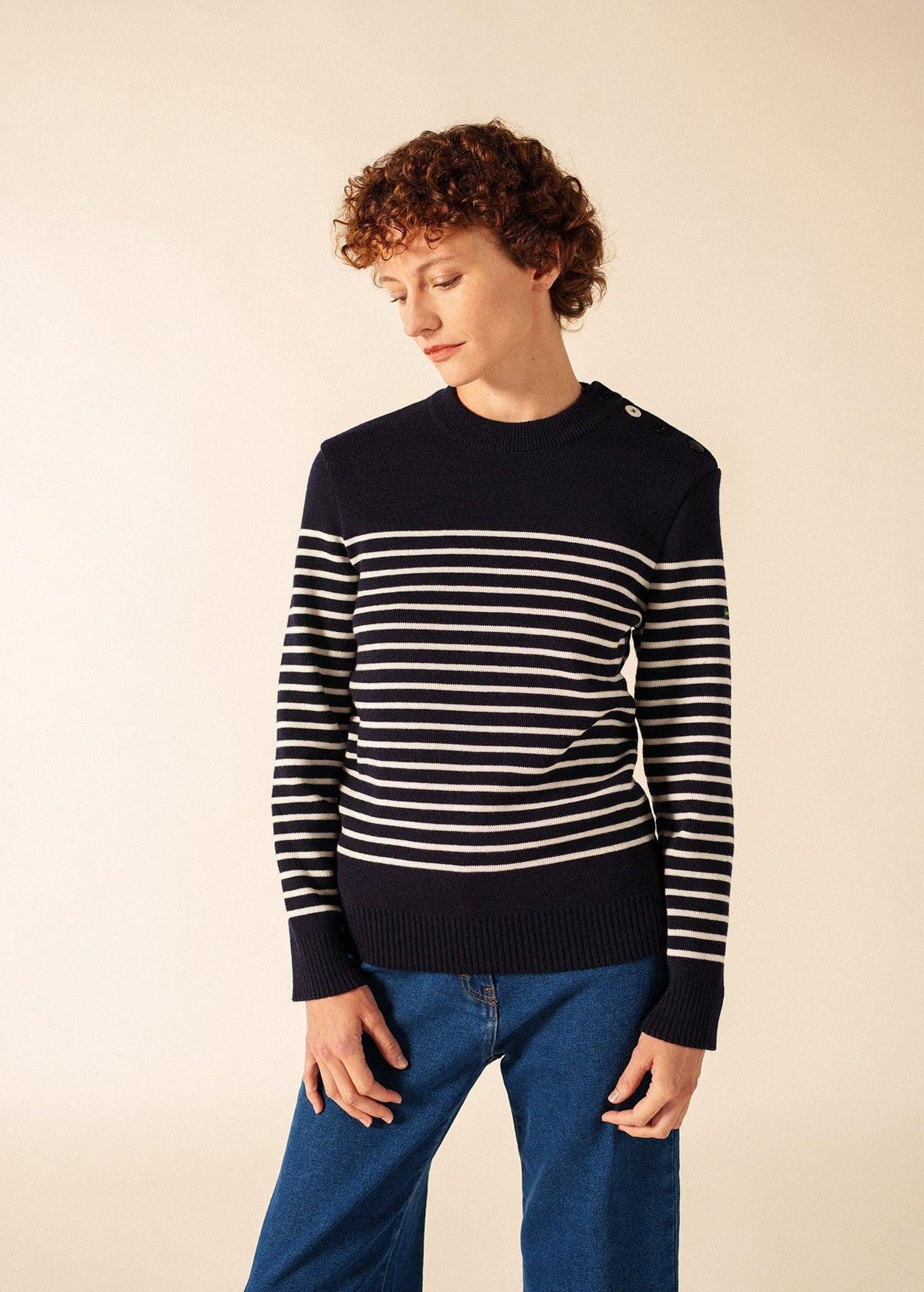 GLOWLINE BINIC Fisherman Sweater (NAVY / GLOW)