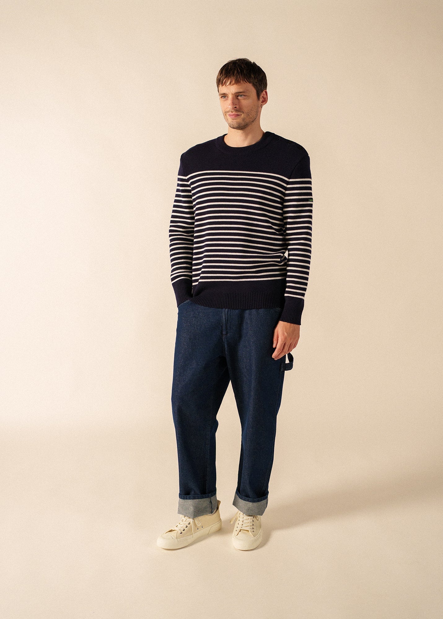 GLOWLINE BINIC Fisherman Sweater (NAVY / GLOW)