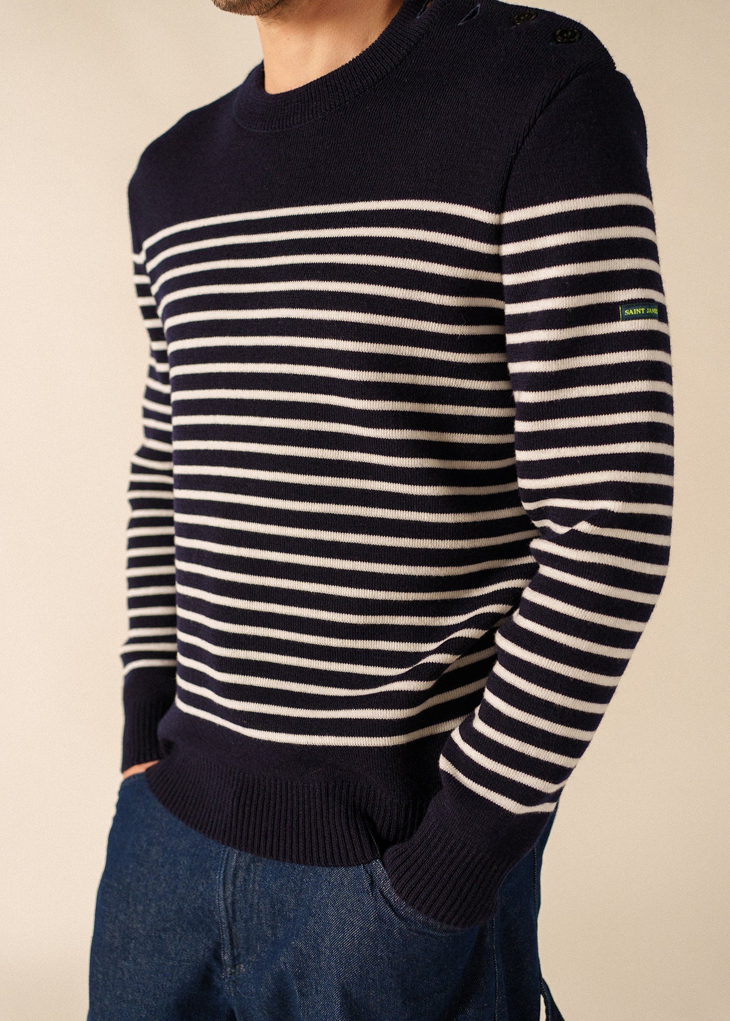 GLOWLINE BINIC Fisherman Sweater (NAVY / GLOW)