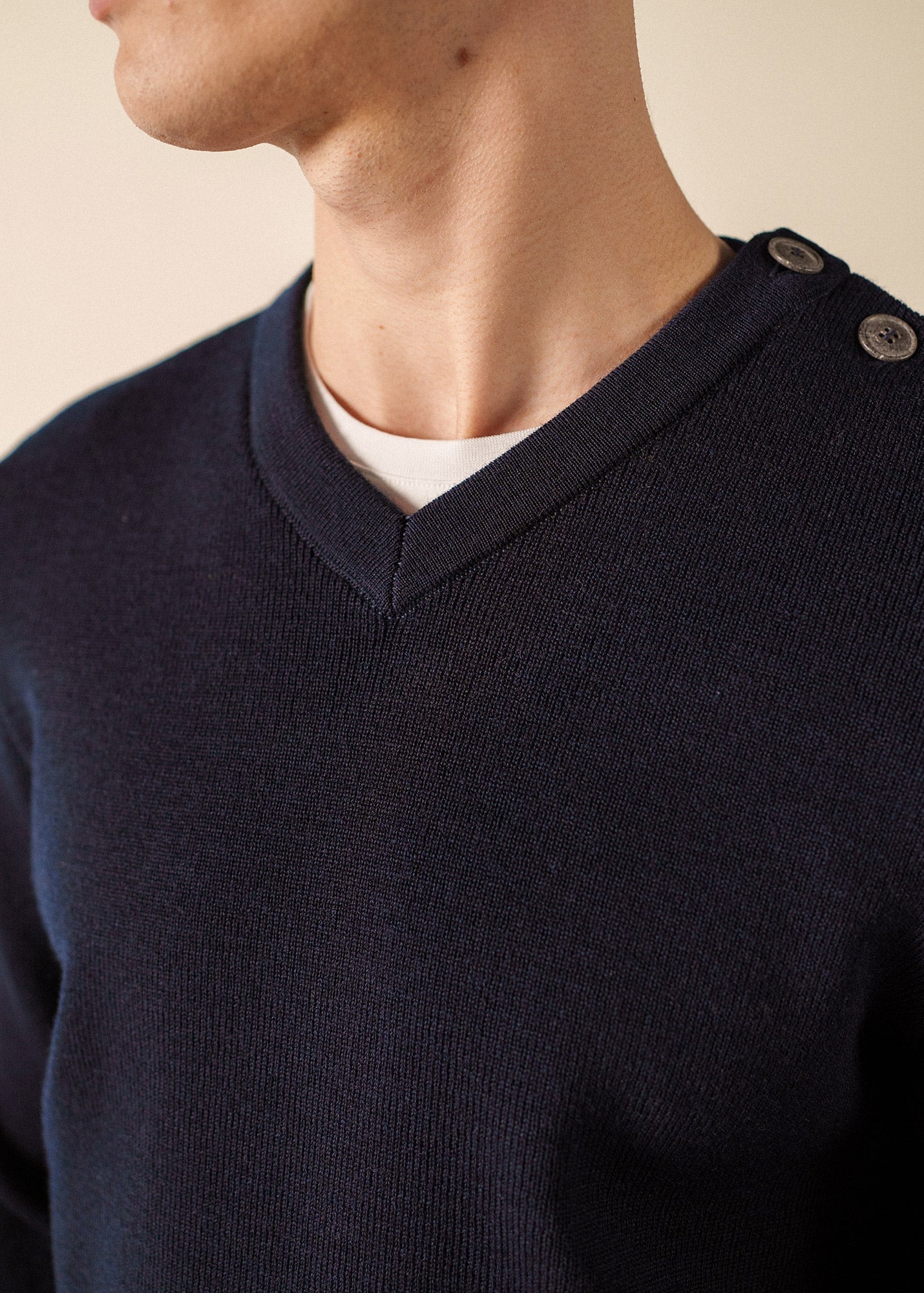 CANCALE V-Neck Wool Sweater (NAVY)