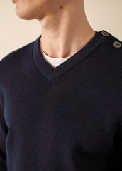 CANCALE V-Neck Wool Sweater (NAVY)