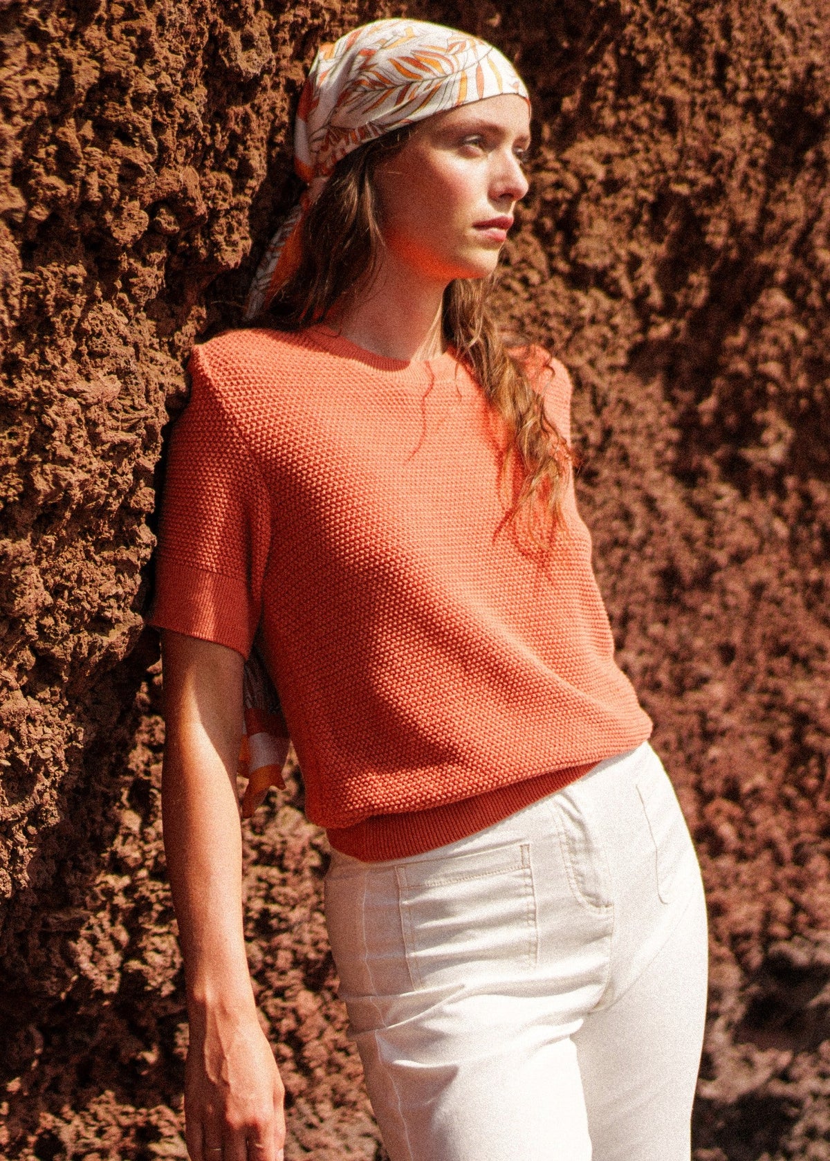PROVENCE Openwork Cotton & Wool Sweater (CLAY)