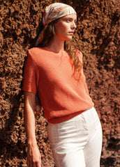 PROVENCE Openwork Cotton & Wool Sweater (CLAY)