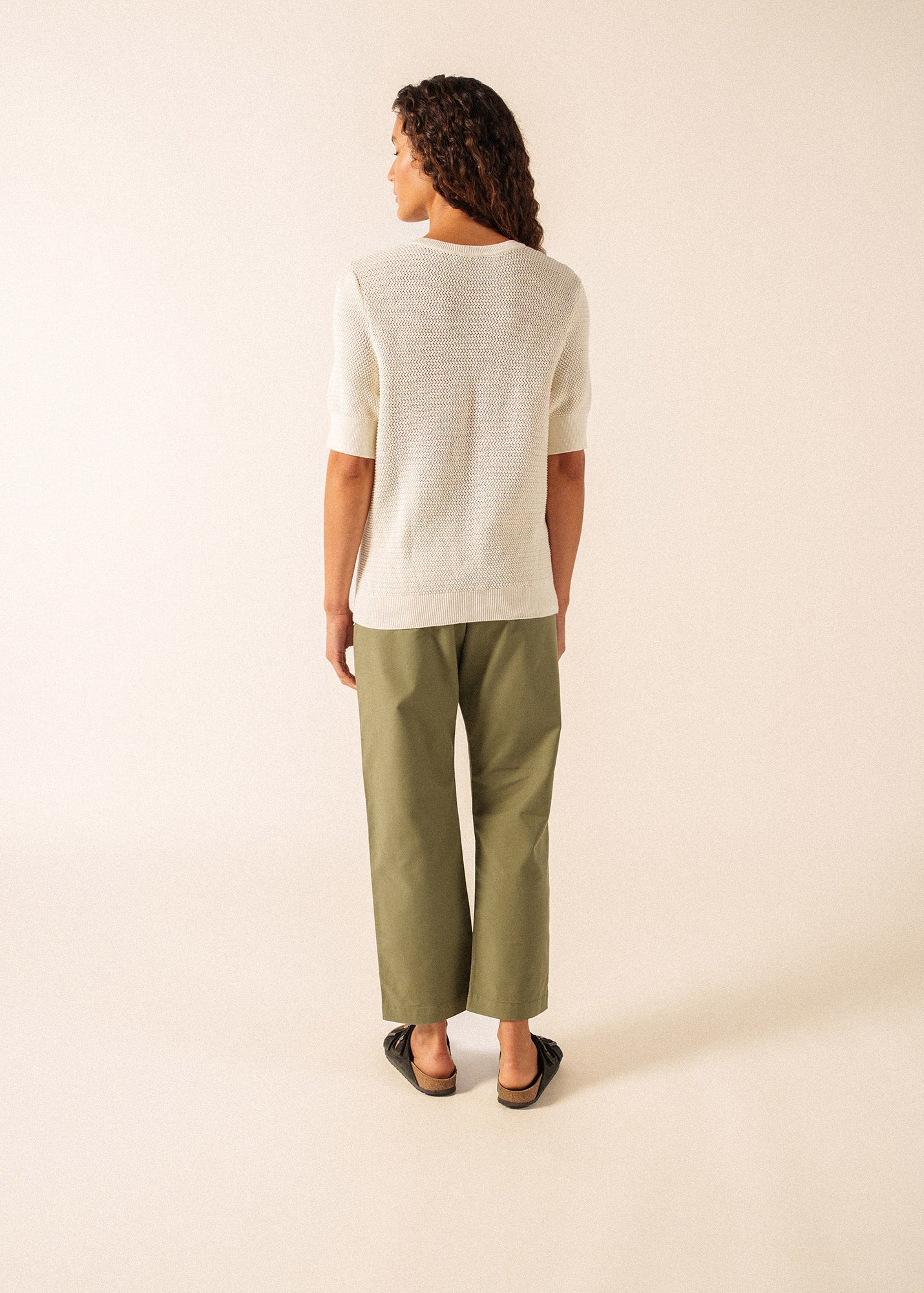 PROVENCE Openwork Cotton & Wool Sweater (IVORY)