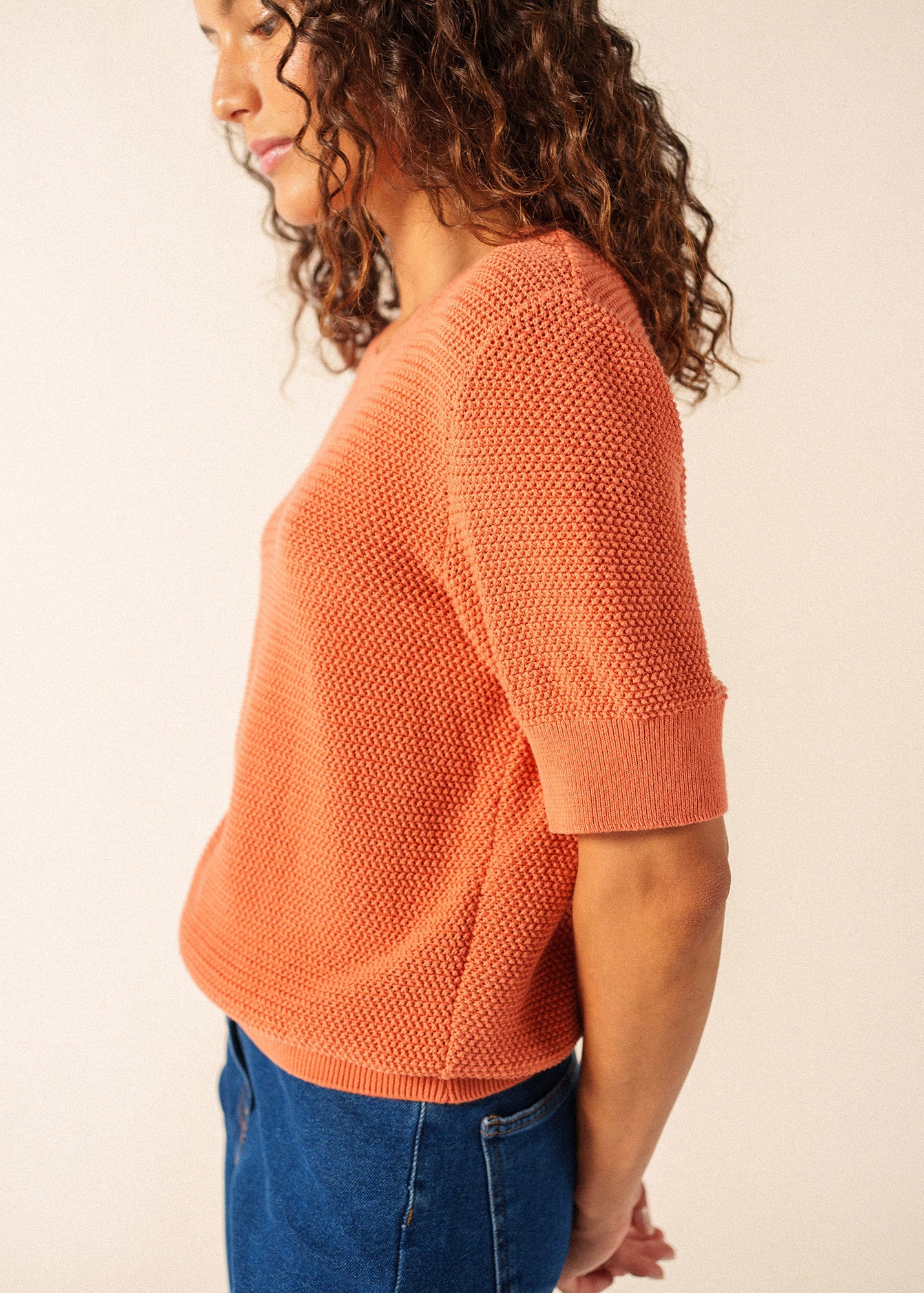 PROVENCE Openwork Cotton & Wool Sweater (CLAY)