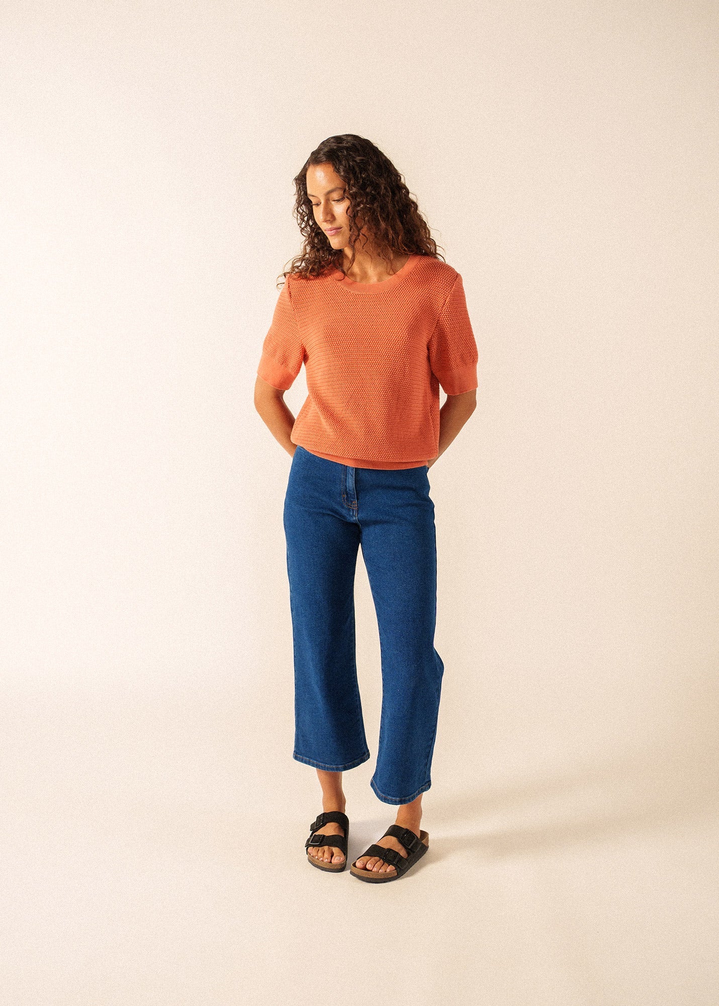 PROVENCE Openwork Cotton & Wool Sweater (CLAY)