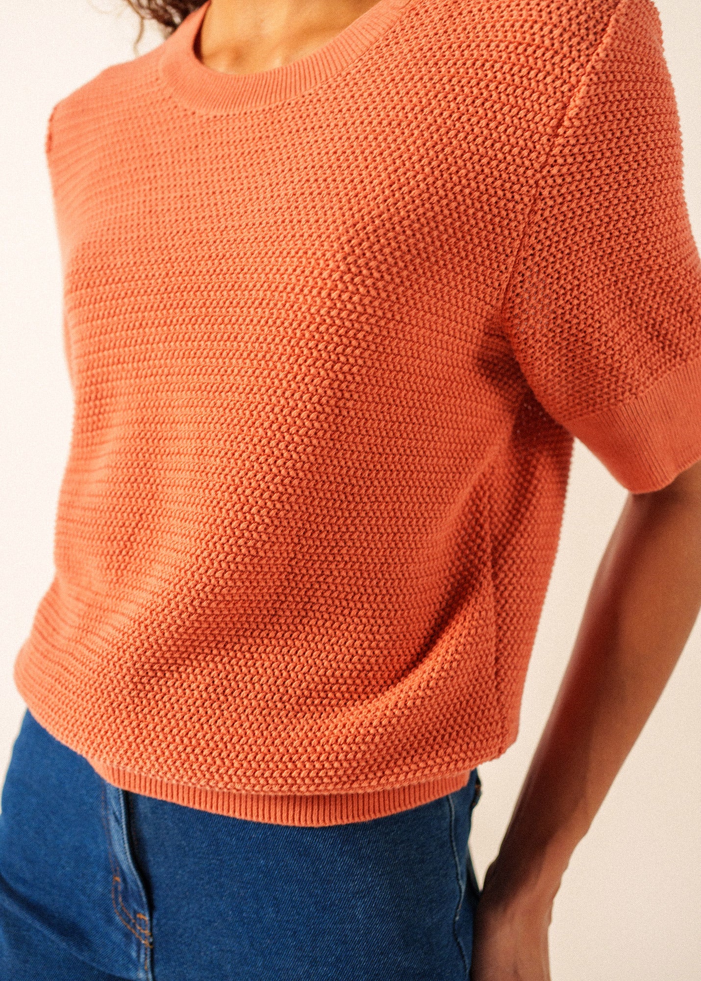 PROVENCE Openwork Cotton & Wool Sweater (CLAY)