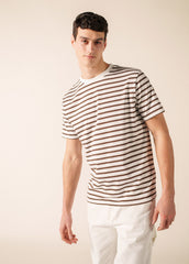 PLOUIDER II Breton T-Shirt (WHITE / CHOCOLATE)