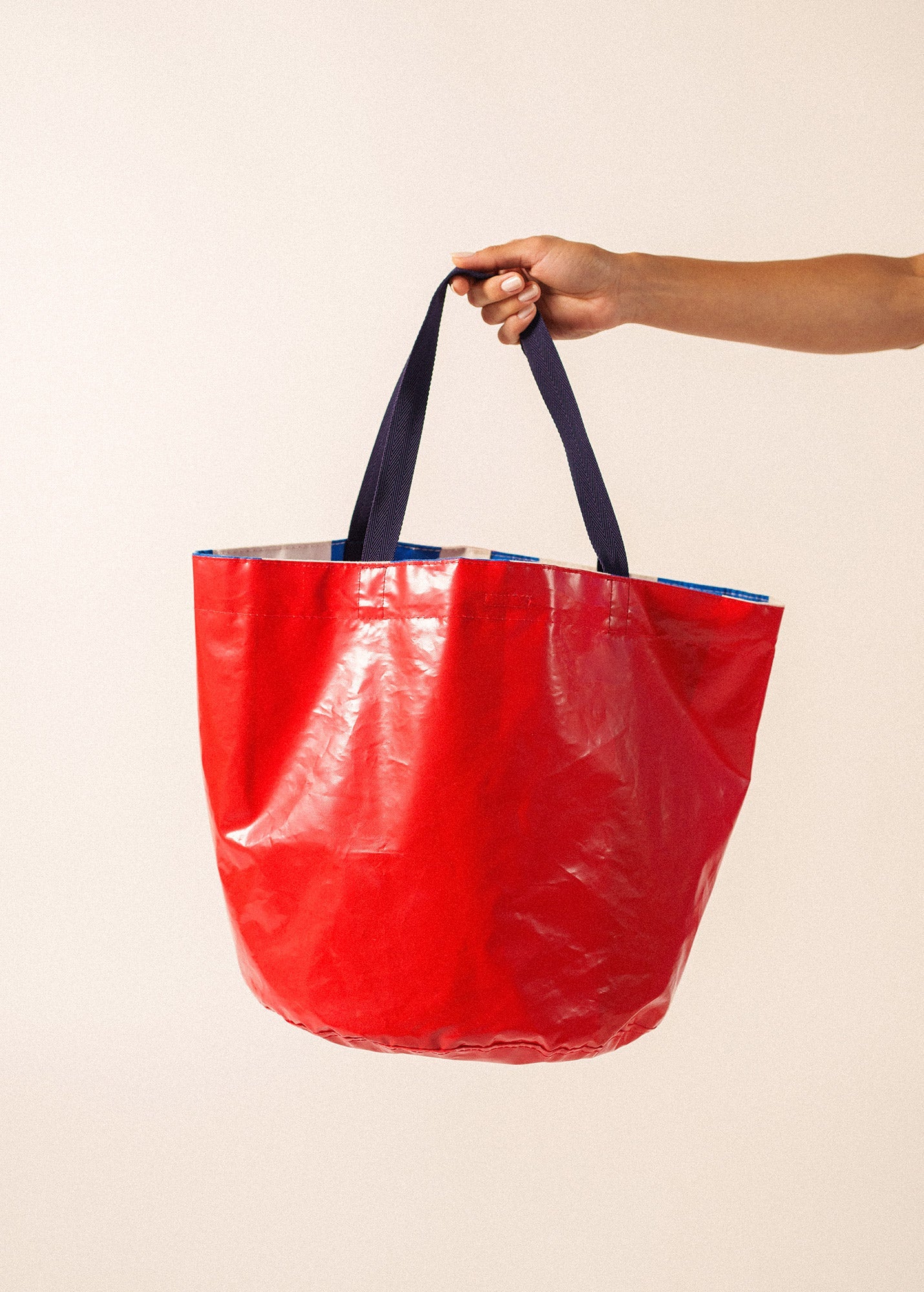 Play Reversible upcycled tote bag (BLUE / WHITE / RED)