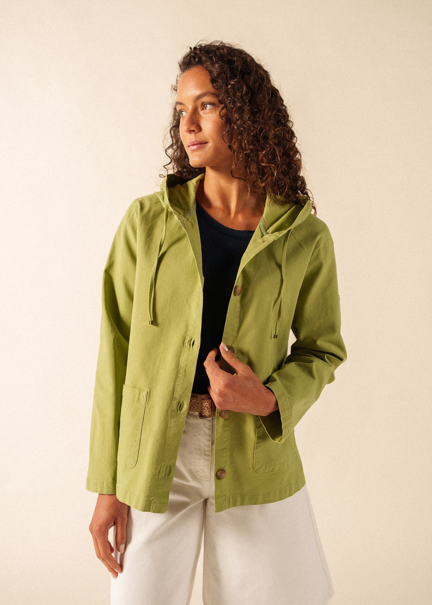 AURA Hooded Cotton Canvas Jacket (SAGE OLIVE)