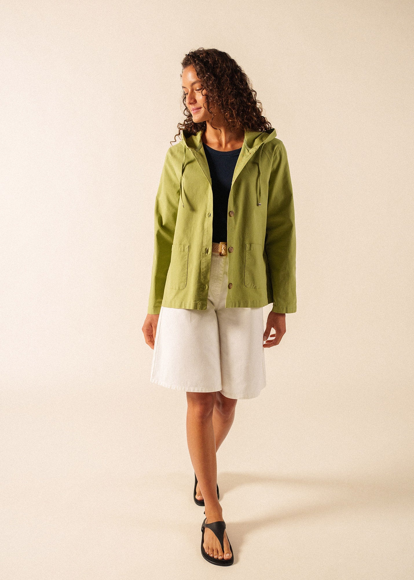 AURA Hooded Cotton Canvas Jacket (SAGE OLIVE)