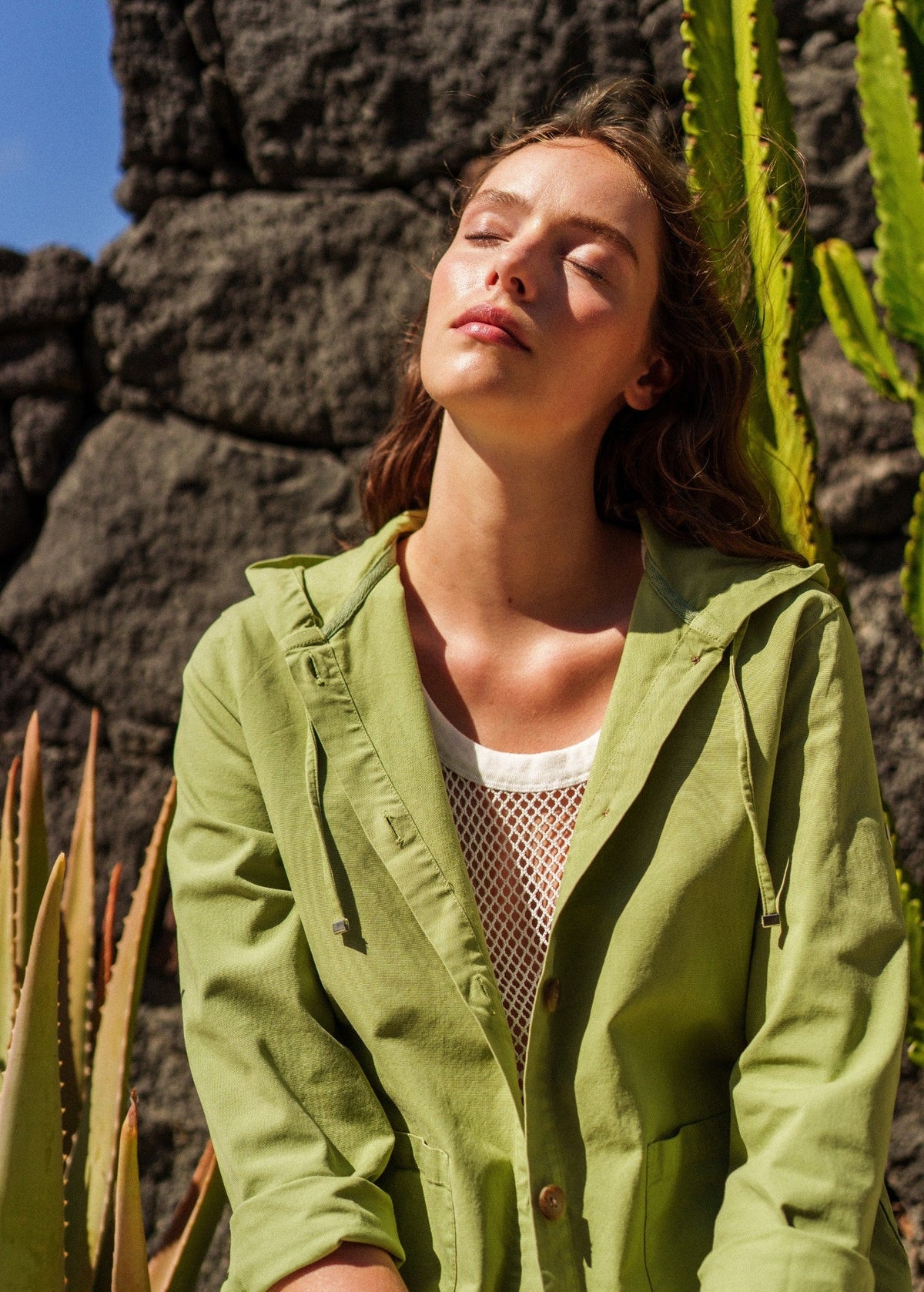 AURA Hooded Cotton Canvas Jacket (SAGE OLIVE)