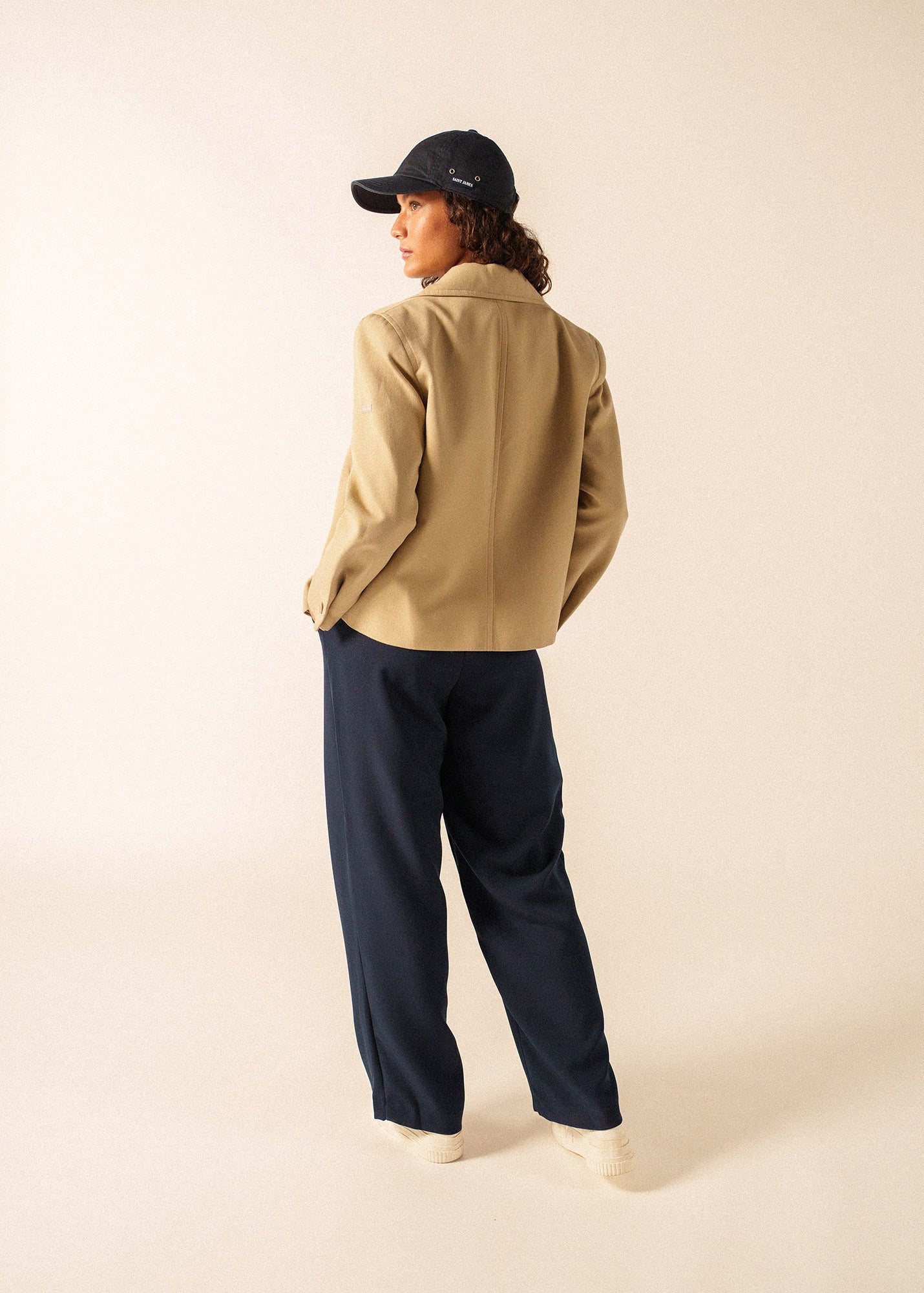 ST CATHY Cotton Canvas Peacoat (BEIGE)