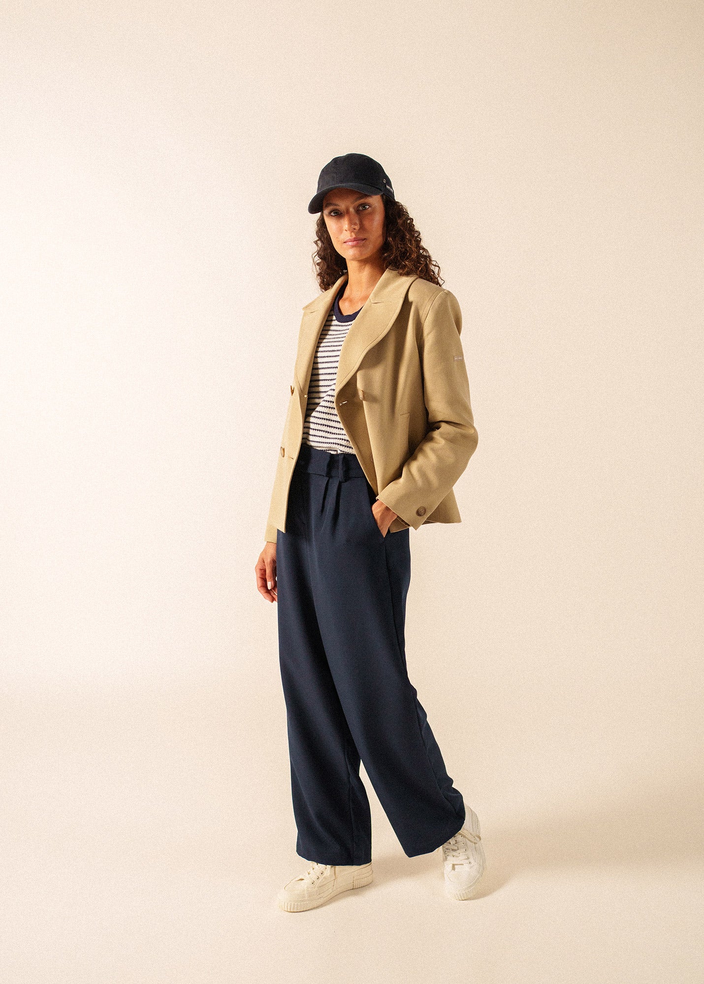ST CATHY Cotton Canvas Peacoat (BEIGE)