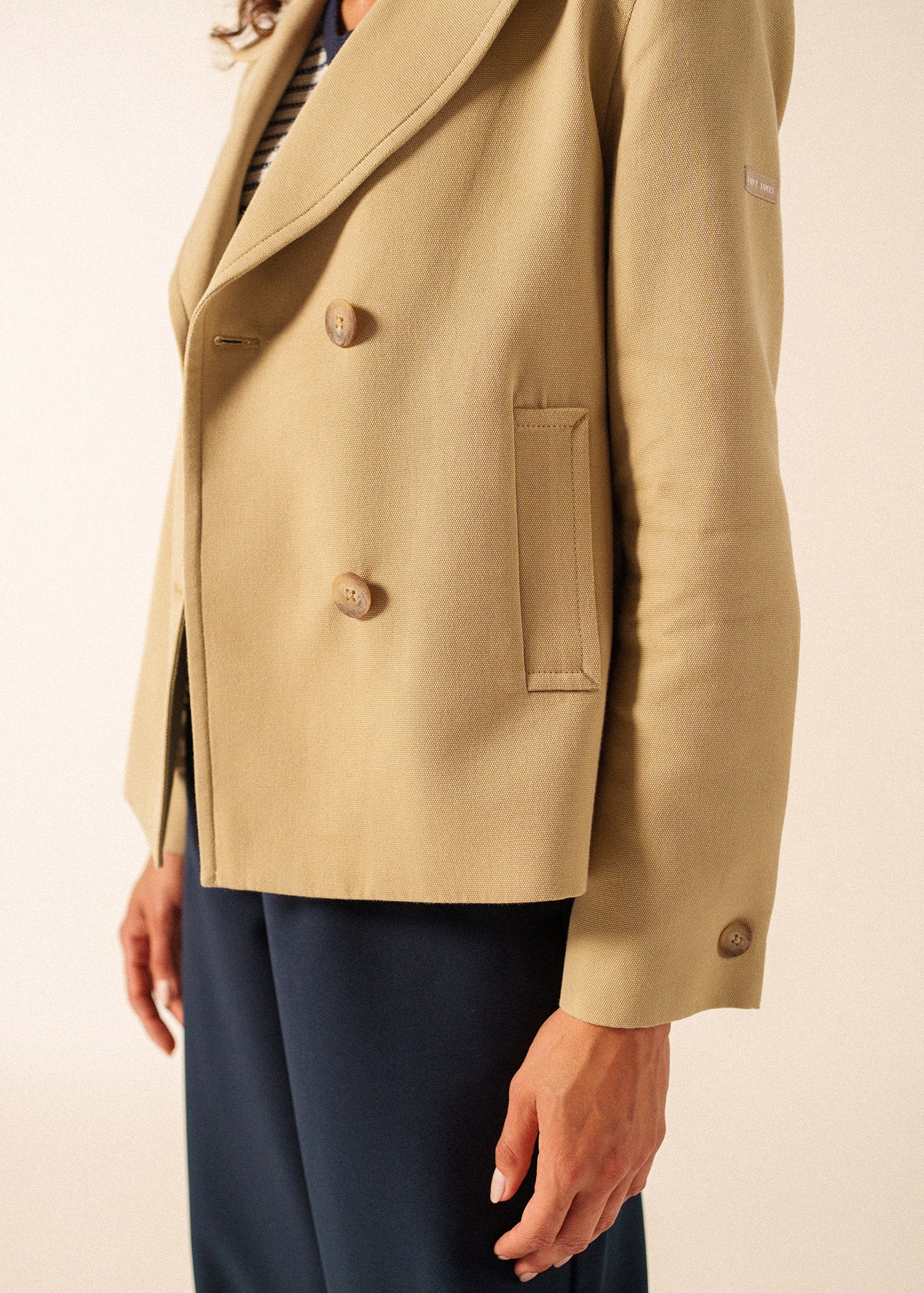 ST CATHY Cotton Canvas Peacoat (BEIGE)