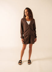 BRAGA Wool & Silk Knit Cardigan (CHOCOLATE)