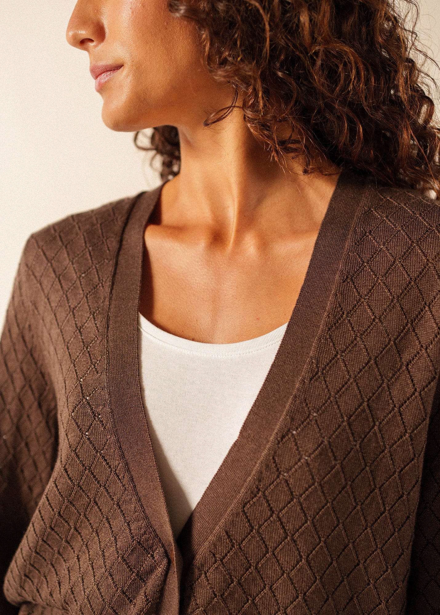 BRAGA Wool & Silk Knit Cardigan (CHOCOLATE)