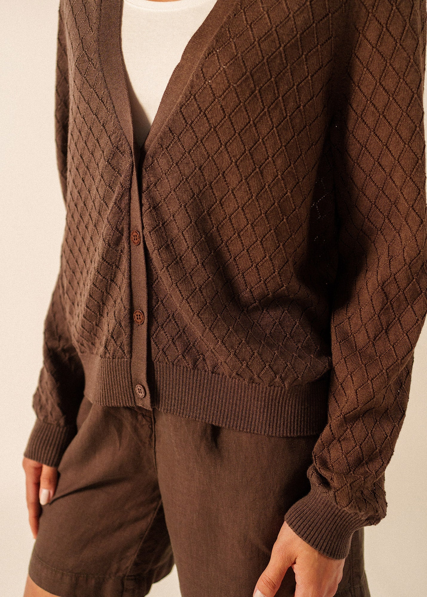 BRAGA Wool & Silk Knit Cardigan (CHOCOLATE)