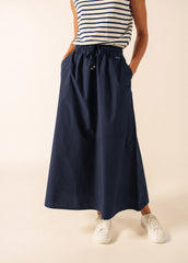 ALBANE Cotton Drawstring Skirt (NAVY)
