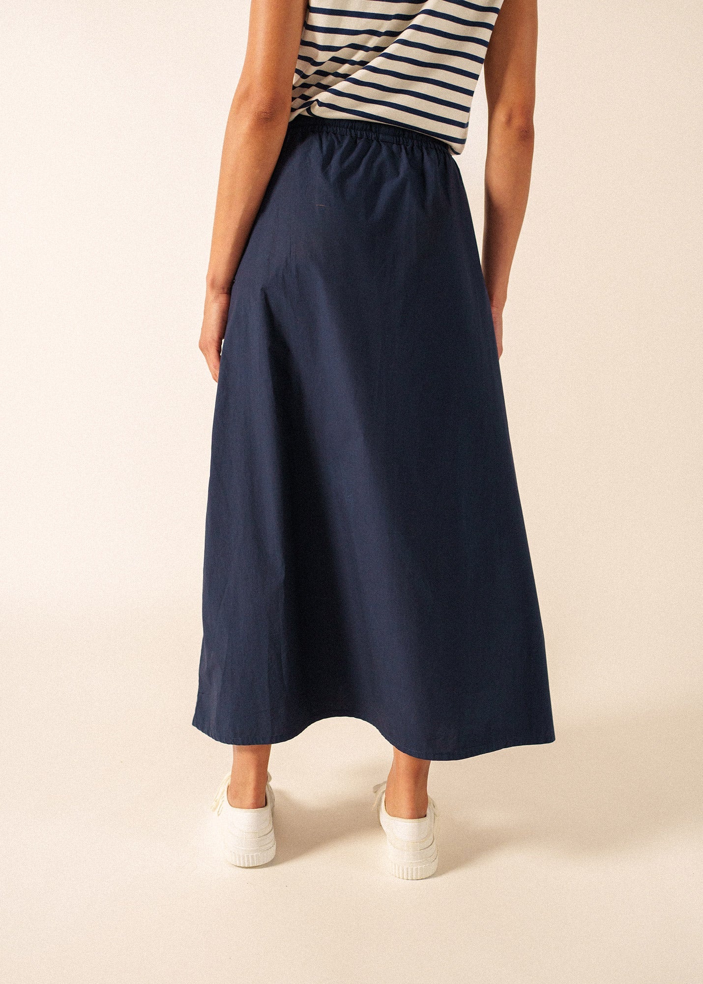 ALBANE Cotton Drawstring Skirt (NAVY)