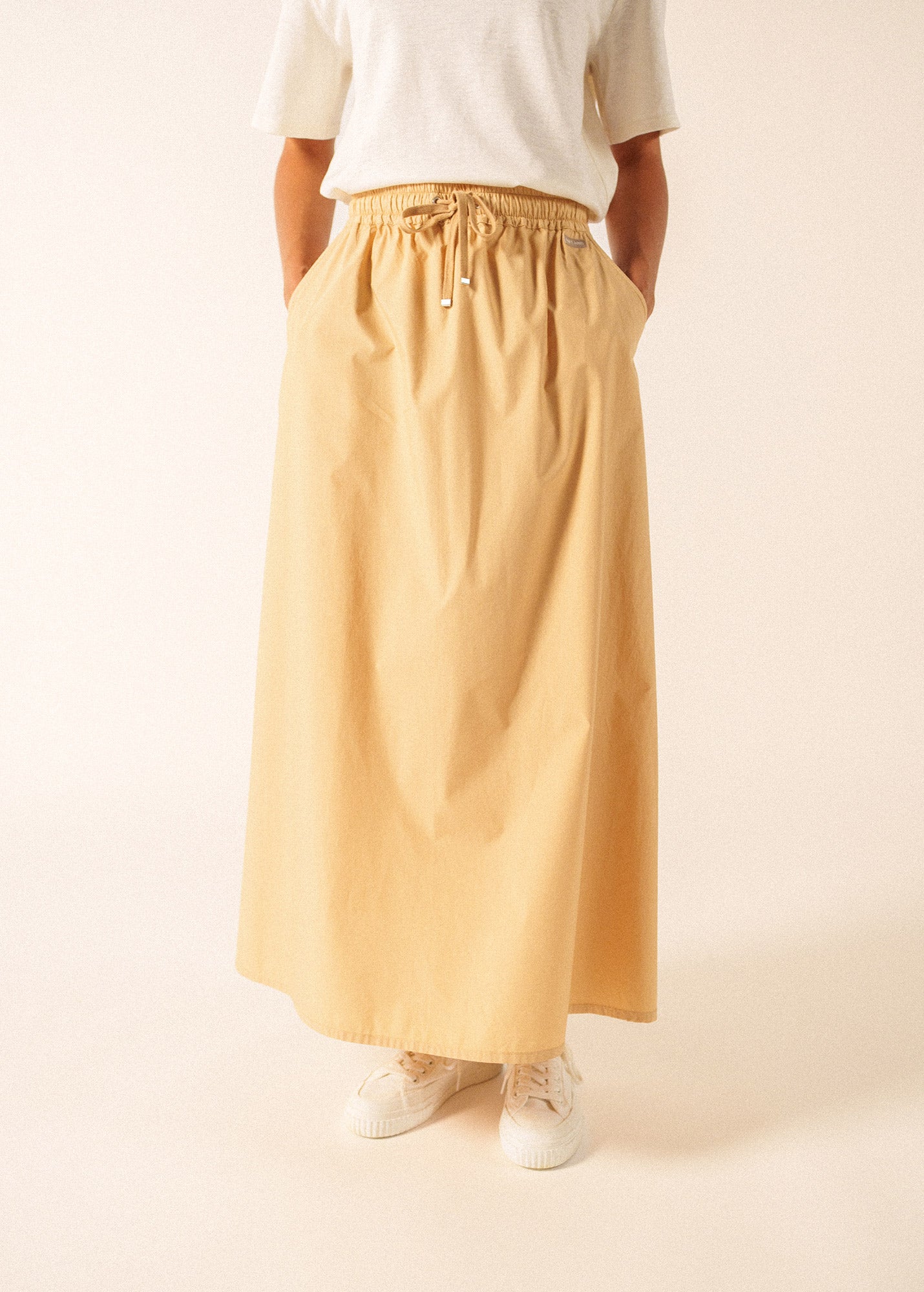 ALBANE Cotton Drawstring Skirt (SAIL CANVAS)