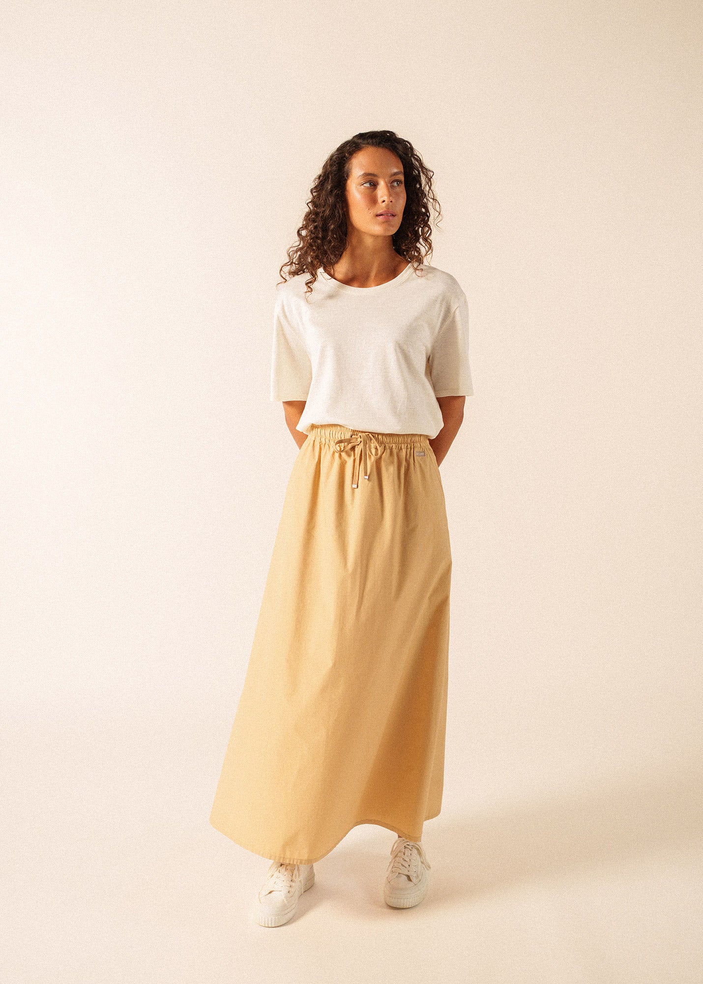 ALBANE Cotton Drawstring Skirt (SAIL CANVAS)