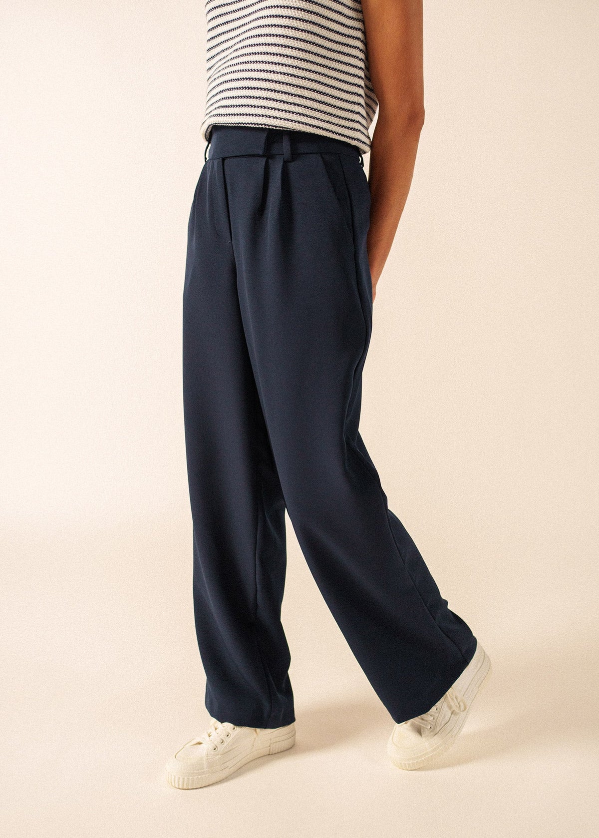 BIANCA Crepe Straight Leg Pants (NAVY)