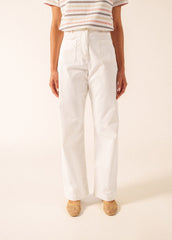 ENZA Cotton Twill Straight Leg Pants (IVORY)