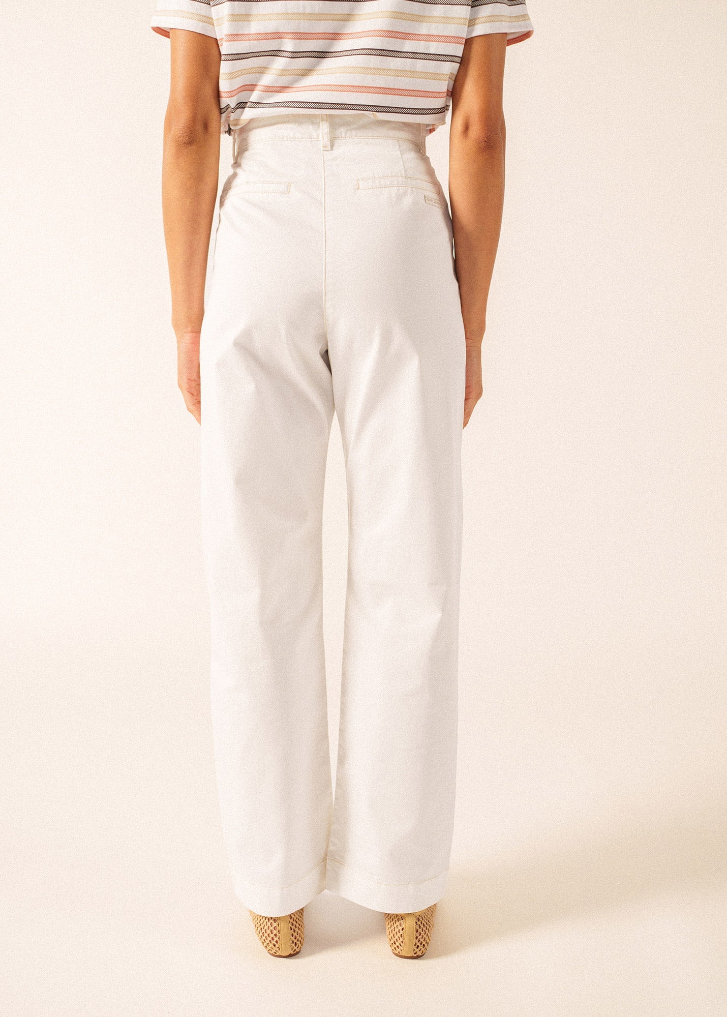 ENZA Cotton Twill Straight Leg Pants (IVORY)