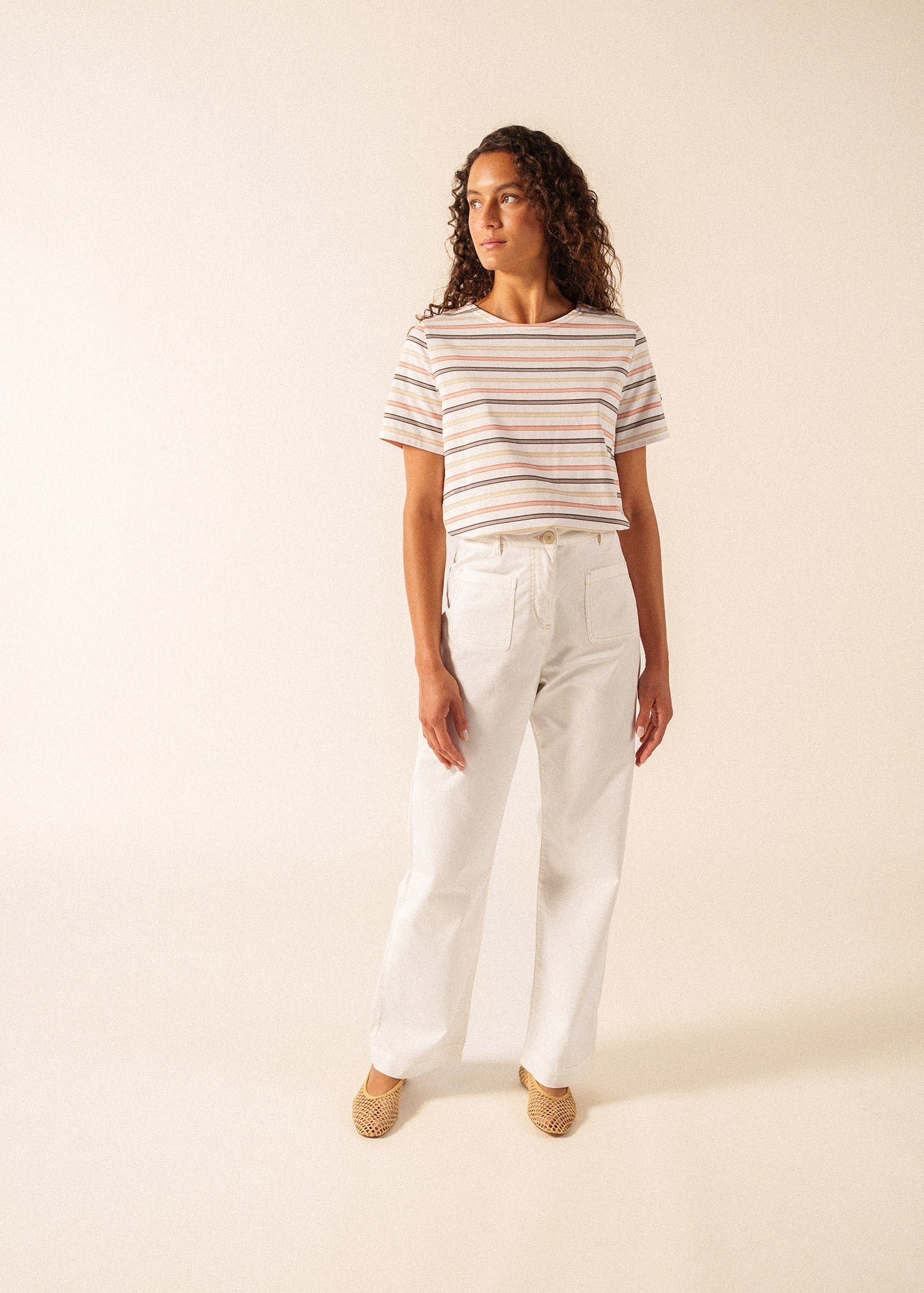 ENZA Cotton Twill Straight Leg Pants (IVORY)
