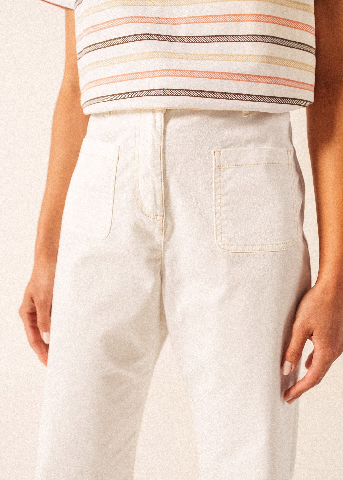 ENZA Cotton Twill Straight Leg Pants (IVORY)