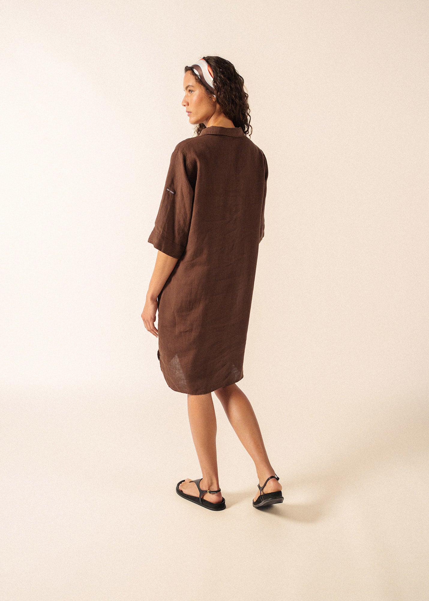LEONIE Linen Shirt Dress (CHOCOLATE)