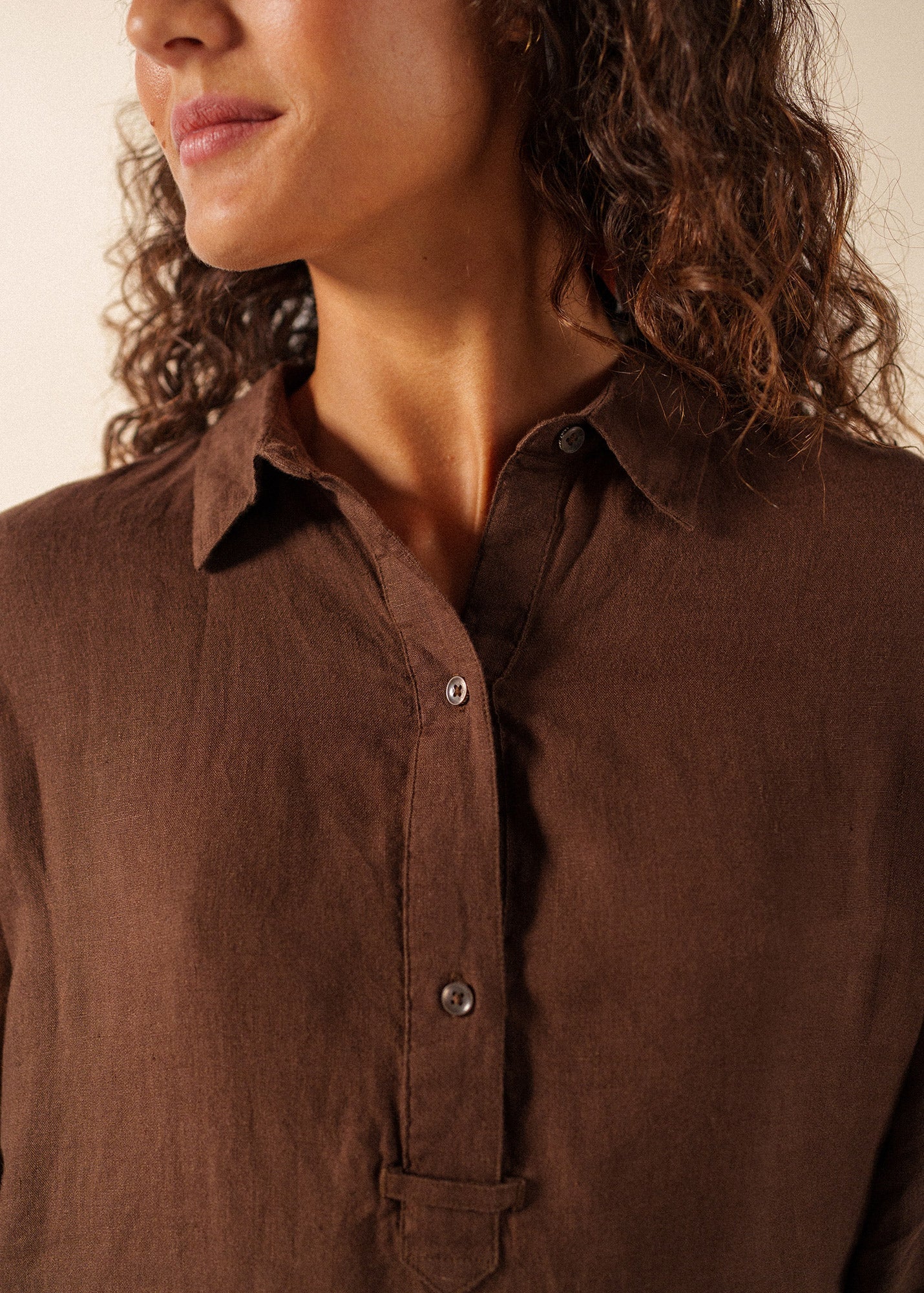 LEONIE Linen Shirt Dress (CHOCOLATE)
