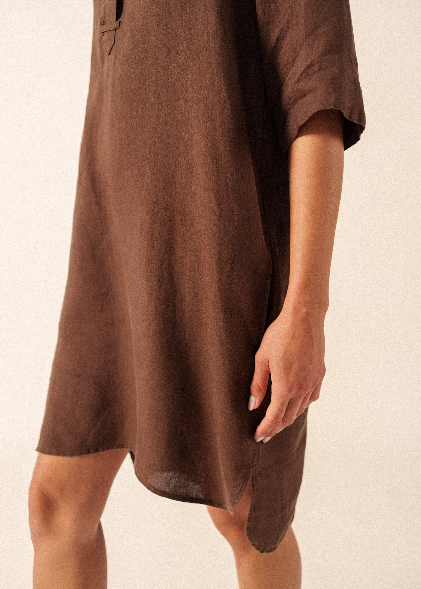 LEONIE Linen Shirt Dress (CHOCOLATE)