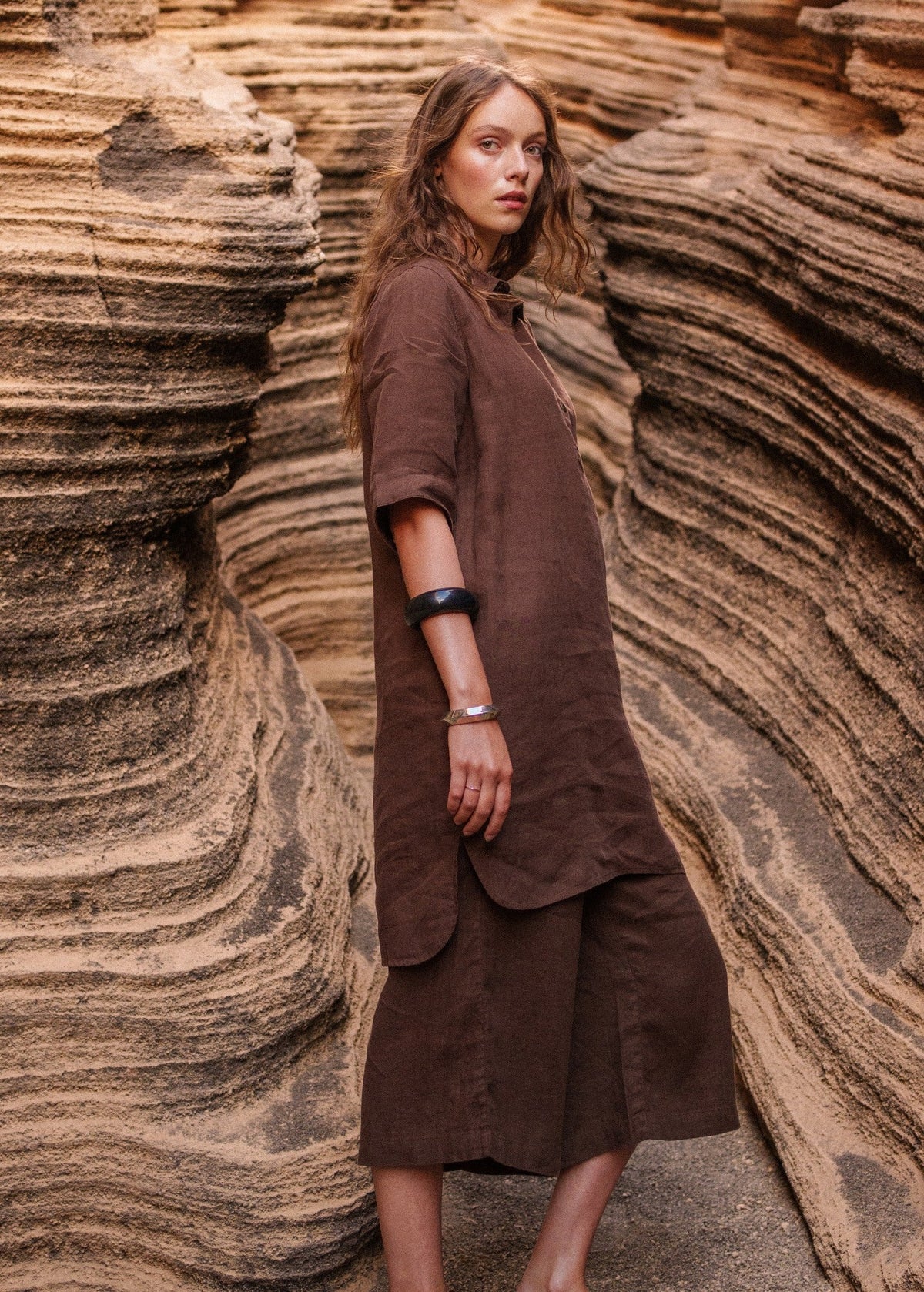 LEONIE Linen Shirt Dress (CHOCOLATE)