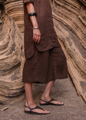CHLOE Linen Wide-Leg Pants (CHOCOLATE)
