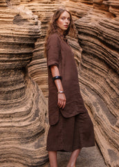LEONIE Linen Shirt Dress (CHOCOLATE)