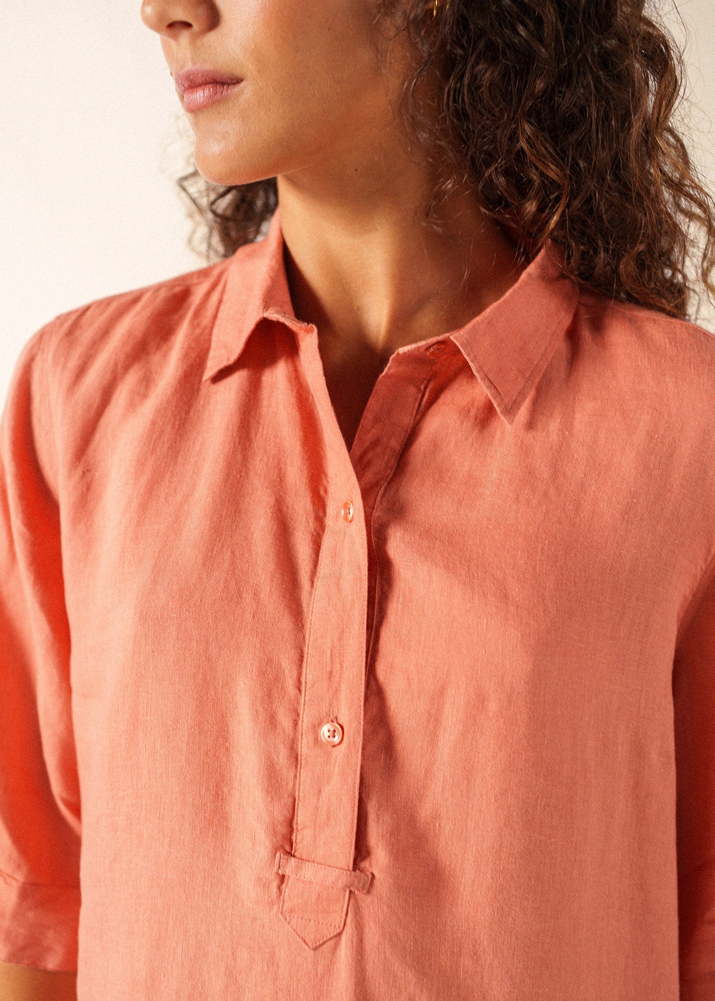 LEONIE Linen Shirt Dress (CLAY)