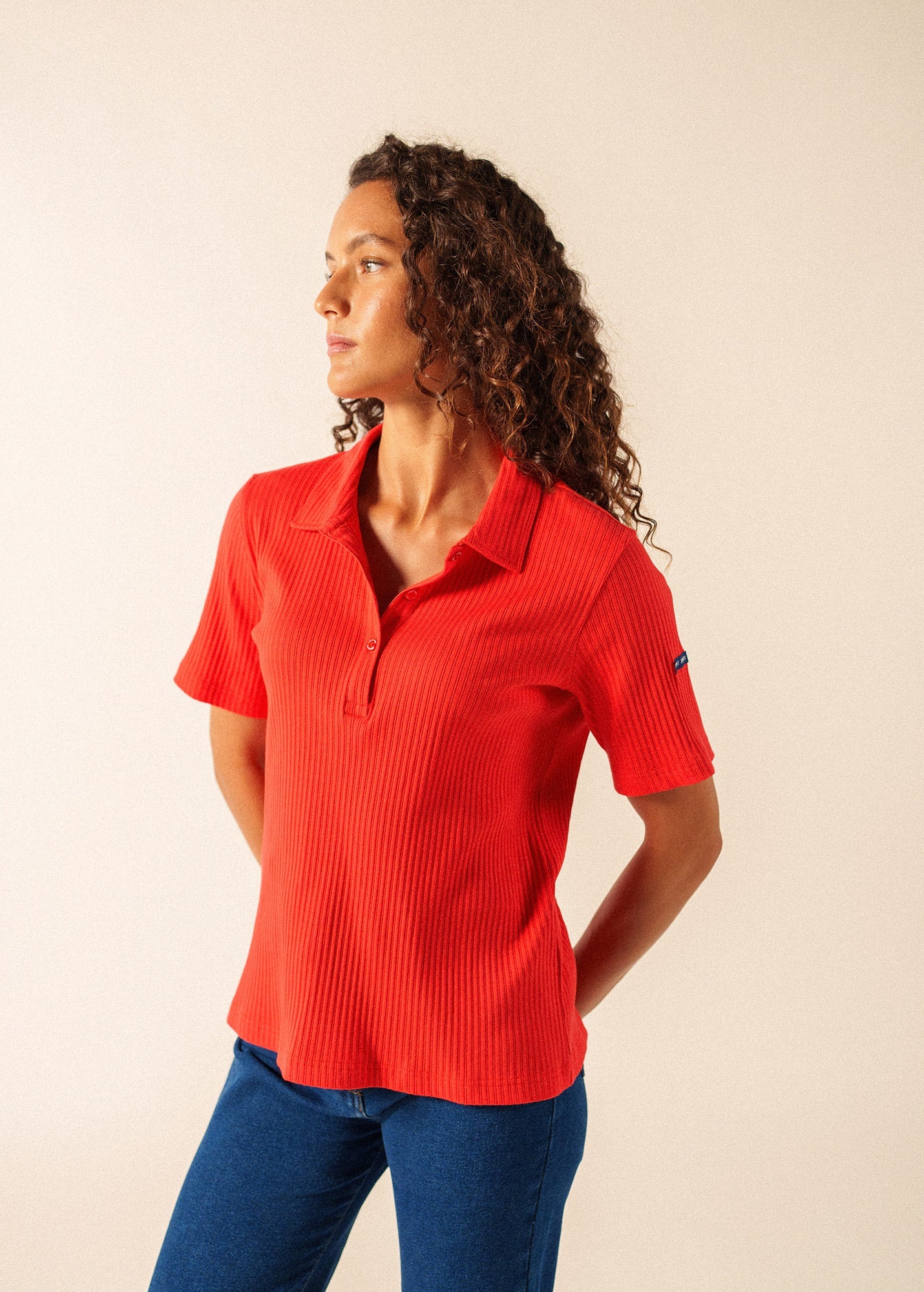 ROMY Knit Polo  (POPPY RED)