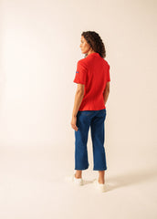 ROMY Knit Polo  (POPPY RED)